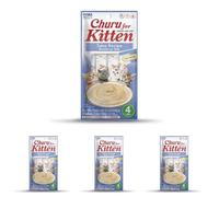 INABA Churu Kitten Snack per Gattini Sotto i 12 Mesi - Gusto Tonno, 4 Stick x 14 g - Cibo per Gatti Piccoli con Omega 3 e 6, Taurina e Vitamina E, Supporta la Crescita, Snack Gatto Funzionale