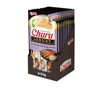 INABA Churu Luxury Snack per Gatti Cremoso con Tonno e Gamberoni - 12 Pack (48 Stick x 14gr) - Delizioso e Pregiato Cibo per Gatti da Leccare - Snack Gatto Senza Conservanti o Coloranti Artificiali