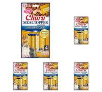 INABA Churu Meal Topper, Snack per Gatti Cremoso con Pollo e Formaggio - 1 Pack (4 Stick x 14gr) - Condimento per Cibo Secco Gatti - Snack Gatto Senza Conservanti o Coloranti Artificiali, Grain-Free