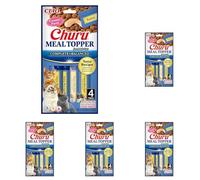 INABA Churu Meal Topper, Snack per Gatti Cremoso con Tonno - 1 Pack (4 Stick x 14gr) - Condimento per Cibo Secco Gatti - Snack Gatto Senza Conservanti o Coloranti Artificiali, Grain-Free