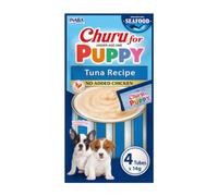 INABA Churu Puppy, Dolcetti per cuccioli < 1 anno, Stick al tonno, 4x14g | Dolcetti Cremosi Leccata, Snack Liquido, Ricco di Calcio, Supporto per la Crescita, Dolcetto di Dressage & Ricompensa,