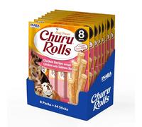 INABA Churu Rolls Snack per Cani, Bastoncini di Pollo con Cuore di Salmone - 8 Pack (64 Stick x 12gr) - Premietti per Cane Morbidi e Deliziosi - Cibo per Cani Senza Conservanti o Coloranti Artificiali