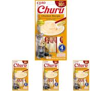 INABA Churu Senior Snack per Gatti Anziani con Pollo - 1 Pack (4 Stick x 14gr) - Cibo per Gatti Sopra i 10 Anni, con Omega 3, Taurina e Vitamina C & E, Snack Gatto Funzionale (Confezione da 4)