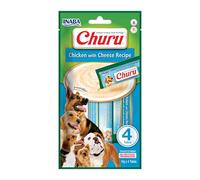 INABA Churu Snack per Cani Cremoso al Pollo e Formaggio - 1 Pack (4 Stick x 16gr) - Premietti Cane Ipocalorici, Morbidi e Deliziosi, Cibo per Cani Senza Conservanti o Coloranti Artificiali, Grain-Free
