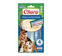 INABA Churu Snack per Cani Cremoso al Pollo e Tonno - 1 Pack (4 Stick x 16gr) - Premietti per Cane Ipocalorici, Morbidi e Deliziosi, Cibo per Cani Senza Conservanti o Coloranti Artificiali, Grain-Free