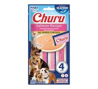 INABA Churu Snack per Cani Cremoso al Salmone, 1 Pack (4 Stick x 14gr) - Premietti Cane Ipocalorici, Morbidi e Deliziosi - Cibo per Cani Senza Pollo, Conservanti o Coloranti Artificiali, Grain-Free