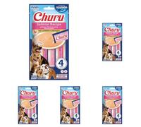 INABA Churu Snack per Cani Cremoso al Salmone, 1 Pack (4 Stick x 14gr) - Premietti Cane Ipocalorici, Morbidi e Deliziosi - Cibo per Cani Senza Pollo, Conservanti o Coloranti Artificiali, Grain-Free