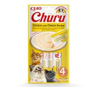 INABA Churu Snack per Gatti Cremoso con Pollo e Formaggio - 1 Pack (4 Stick x 14gr) - Cibo per Gatti da Leccare, Sano e Delizioso - Snack Gatto Senza Conservanti o Coloranti Artificiali, Grain-Free