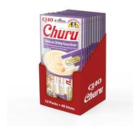INABA Churu Snack per Gatti Cremoso con Pollo e Gamberetti - 12 Pack (48 Stick x 14gr) - Cibo per Gatti da Leccare, Sano e Delizioso - Snack Gatto Senza Conservanti o Coloranti Artificiali, Grain-Free