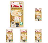 INABA Churu Snack per Gatti Cremoso con Tonno e Fiocchi di Bonito - 1 Pack (4 Stick x 14gr) - Cibo per Gatti da Leccare, Sano e Delizioso - Snack Gatto Senza Conservanti o Coloranti Artificiali