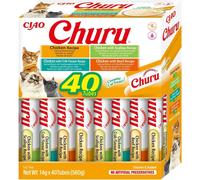 INABA Churu Snack per Gatti Cremoso in 4 Varietà al Pollo - 40 Stick x 14g - Cibo per Gatti da Leccare, Sano e Delizioso - Snack Gatto Senza Conservanti o Coloranti Artificiali, Grain-Free