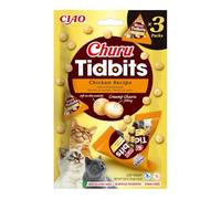 INABA Churu Tidbits Snack per Gatti, Bocconcini di Pollo - 3 Pack x 12gr - Snack Morbido con Ripieno Cremoso - Cibo per Gatti Senza Conservanti o Coloranti Artificiali, Grain-Free