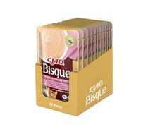 INABA Ciao Bisque, Cibo Umido per Gatti al Tonno e Salmone, 12x40g | Crema Densa in Stile Bisque, Snack Umido, Delizioso, Topper e Contorno per il Cibo, Ingredienti Premium, Poche Calorie