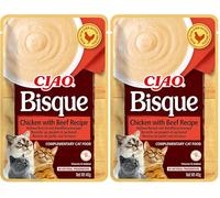 INABA CIAO Bisque di Pollo con Manzo, Cibo Umido per Gatti - Crema Sana e Deliziosa ad Alto Contenuto di Umidità - Cibo per Gatti Complementare Senza Conservanti o Coloranti Artificiali - 1 x 40gr