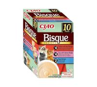 INABA Ciao Bisque, Multipack Pollo, Tonno, Manzo e Salmone, 400g
