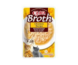 INABA CIAO Brodo di Pollo, Cibo Umido per Gatti - Brodo Sano e Gustoso con Straccetti di Pollo - Cibo per Gatti Senza Conservanti o Coloranti Artificiali, Grain-Free - 1 x 40gr