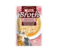 INABA CIAO Brodo di Pollo e Salmone, Cibo Umido per Gatti - Brodo Sano e Gustoso con Straccetti di Pollo - Cibo per Gatti Senza Conservanti o Coloranti Artificiali, Grain-Free - 1 x 40gr
