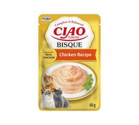 INABA Ciao Entrée Bisque, Cibo Umido per Gatti, Pasto Completo con Pollo, Cremosa Purea a Base di Ingredienti Naturali, Alta Idratazione, Per Gatti Adulti, Confezione da 40 g