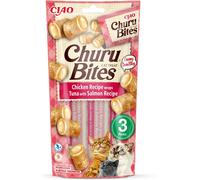 Inaba® Ciao® Inaba Ciao Churu Bites Premio Snack per Gatti al Pollo con Ripieno Morbido di Tonno e Salmone 3 Stick da 10 g