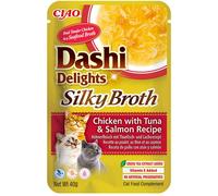 Inaba® Ciao® Inaba Ciao Dashi Delights Silky Broth Brodo di Pollo con Tonno e Salmone Umido per Gatti 40 g
