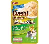 Inaba® Ciao® Inaba Dashi Delights Delicati Fiocchi di Pollo con Tonno e Capasanta in Brodo Cibo Umido per Gatti 40 g
