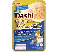 Inaba® Ciao® Inaba Dashi Delights Delicati Fiocchi di Pollo con Tonno in Brodo Cibo Umido per Gatti 40 g