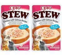 INABA CIAO Stufato di Pollo e Salmone, Cibo Umido per Gatti - Stufato Sano e Cremoso con Straccetti di Pollo - Cibo per Gatti Senza Conservanti o Coloranti Artificiali, Grain-Free - 1 x 40gr