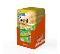 INABA Dashi Delights Delicate Flakes, Cibo Umido per Gatti con Pollo, Tonno e Capesante, Fiocchi in Brodo di Pesce, Ricco di Proteine, Ingredienti Naturali, Pasto Complementare, 12 Confezioni da 40 g