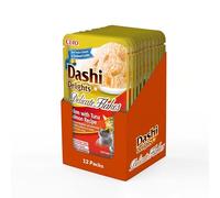 INABA Dashi Delights Delicate Flakes, Delicati Fiocchi in Brodo di Pollo con Tonno e Salmone - Cibo Umido per Gatti, Snack per Gatti Con Proteine, Ingredienti Naturali - Pasto Complementare, 12x40gr