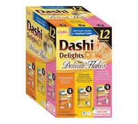 INABA Dashi Delights Delicate Flakes, Delicati Fiocchi in Brodo per Gatti in 3 Varietà di - 12 Buste x 40 gr - Snack con Ingredienti Naturali - Cibo Umido per Gatti Complementare