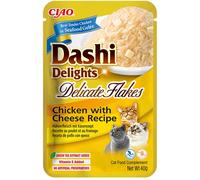 Inaba Dashi Delights Delicati Fiocchi di Pollo con Formaggio in Brodo Cibo Umido per Gatti 40 g