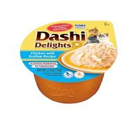 INABA Dashi Delights, Delicati Fiocchi in Brodo di Pollo con Capesante - Cibo Umido per Gatti con Brodo Dashi - Snack per Gatti Ricco di Proteine, Ingredienti Naturali - Pasto Complementare - 1 x 70gr