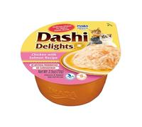 INABA Dashi Delights, Delicati Fiocchi in Brodo di Pollo con Salmone - Cibo Umido per Gatti con Dashi - Snack per Gatti Ricco di Proteine, Ingredienti Naturali - Pasto Complementare - 1 x 70gr