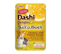 INABA Dashi Delights Silky Broth, Cibo Umido per Gatti con Pollo e Formaggio, Brodo di Pesce, Ricco di Proteine, Ingredienti Naturali, Pasto Complementare, 1 Confezione da 40 g