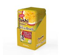 INABA Dashi Delights Silky Broth, Cibo Umido per Gatti con Pollo, Tonno e Salmone, Brodo di Pesce, Ricco di Proteine, Ingredienti Naturali, Pasto Complementare, 12 Confezioni da 40 g