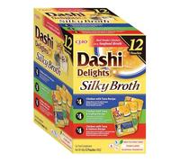 INABA Dashi Delights Silky Broth, Delicati Fiocchi in Brodo per Gatti in 3 Varietà di Pollo e Tonno - 12 Buste x 40 gr - Snack con Ingredienti Naturali - Cibo Umido per Gatti Complementare