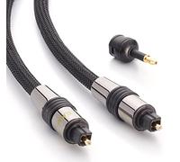 inakustik 10021007 - Cavo ottico deluxe | Trasmette segnali audio digitali | 0.75 m in nero | Conduttore in nylon per massima trasmissione luminosa - incl. 1 adattatore mini sinistro