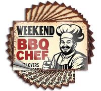 Inappropriate Stickers Weekend BBQ Chef: Meat Lovers Welcome! Adesivi 10 pezzi No Stupid People Sign Car Bumper Stickers (6 x 9 cm)