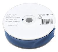 Inastri, COL2972, Rotolo di fettuccia in sbieco, Policotone, Blu, Lunghezza: 20 m, 25/5/5 mm