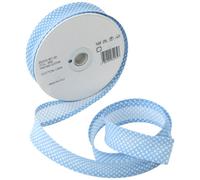 Inastri - Nastro sbieco di Cotone 25/5/ 5 mm, Celeste a Pois Bianchi 262