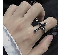 Inateannal Anello Croce Punk Anelli Crocifisso Nero Anelli Argento Mezza Croce Aperta Anelli Da Dito In Metallo Anelli Semplici Retrò Gioielli Per Donne E Ragazze Regali