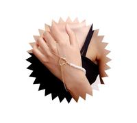 Inateannal Boho Bracciale con dita di perle Bracciale con perle di perle d'oro Bracciale con catena di perle vintage per donne e ragazze