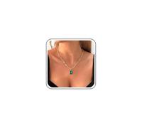 Inateannal Collana Di Smeraldi Di Cristallo Orecchini Pendenti Di Smeraldi Verdi Collana D'oro Con Catena A Maglie Smeraldo Quadrato Collana A Maglie Smeraldo D'epoca