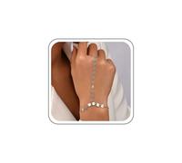 Inateannal Dito Anello Catena Bracciale Argento Paillettes Mano Catena Bracciale Boho Disco Schiavo Anello Bracciali Paillettes Dito Link Bracciali Gioielli Per Le Donne