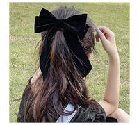Inateannal Fermagli per capelli con fiocco in velluto nero Mollette con fiocco a coda lunga in velluto Mollette per capelli con fiocco in raso Fiocco invernale francese Fermacapelli Mollette con