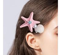Inateannal Grande Stella Marina Capelli Barrette Perla Conchiglia Capelli Clip Estate Stella Marina Conchiglia Fermagli Rosa Resina Stella Di Mare Forcine Hawaiano Spiaggia Fermaglio Per Le Donne