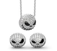 Inateannal Halloween Teschio Gioielli Set Per Le Donne Strass Scheletro Testa Collana Zirconia Cubica Teschio Testa Orecchini Y2k Accessori Per Cosplay
