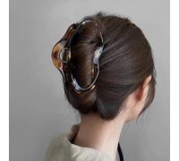 Inateannal Molletta per capelli in plastica marrone con motivo geometrico, grande, per capelli ricci e grandi, 1 pezzo (confezione da 1), per capelli ricci femminili, stile bohémien/vintage