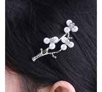 Inateannal Perla Strass Capelli Clip Barrette Metallo Rami Capelli Barrette Argento Cristallo Perla Bobby Clip Vintage Perla Fiore Capelli Pin Barrette Accessori Per Capelli Per Le Donne E Le Ragazze