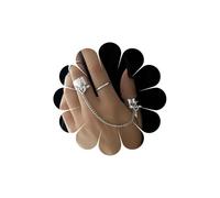 Inateannal Personalità Chiave Serratura Anello Catena D'argento Aperto Banda Anelli Impilabili Nocca Dito Anelli Catena Gioielli Per Le Donne Ragazze